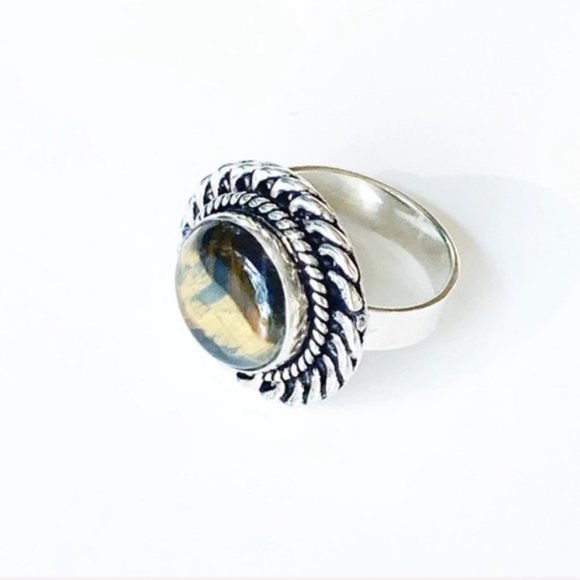 Tigers Eye Gemstone Ring Silver Size 6 - Picture 2 of 13